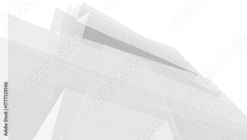 Modern Skyscraper Wireframe. Futuristic Urban Architecture in Abstract Perspective