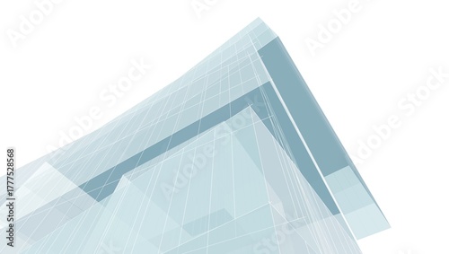 Modern Skyscraper Wireframe. Futuristic Urban Architecture in Abstract Perspective