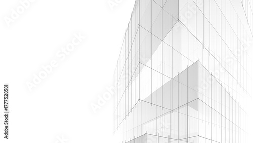 Modern Skyscraper Wireframe. Futuristic Urban Architecture in Abstract Perspective