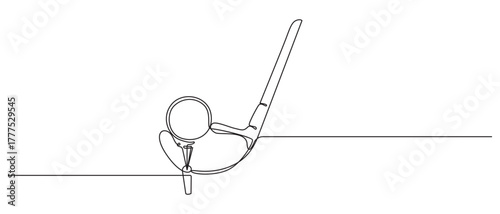 Continuous Line Art of Golf Club and Ball
