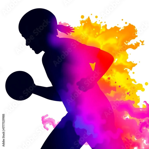 silhouette of a girl with a ball