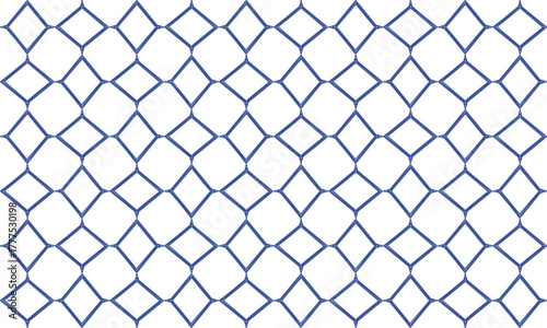 Blue and white plaid fabric texture, random diamond repeat pattern, replete image, design for fabric printing, rhombus grid net