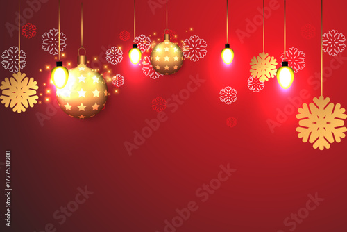 Christmas background with Christmas balls and snowflakes. Vector illustration. for banner, web design template, flyer card, greeting card, background calendar