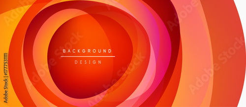 Abstract orange layers create circular design. Gradient shades suggest depth, modern aesthetic. Text reads background design.