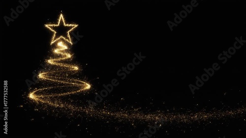 Magical Golden Sparkle Christmas Tree Formation with Twinkling Star