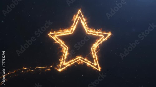 Magical Fiery Christmas Star Animation in Starry Sky