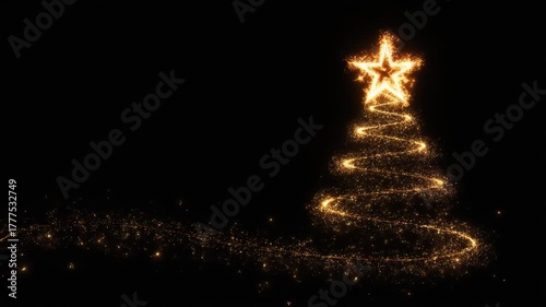 Magical Golden Sparkle Christmas Tree Formation with Star