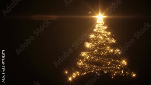 Magical Golden Glitter Christmas Tree Formation