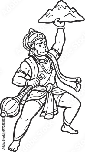 Wallpaper Mural Hanuman mythical monkey god Icon with mace for hindu symbolism Torontodigital.ca