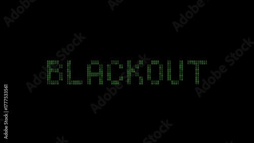 Binary blackout animation with cyber failure and data loss.
