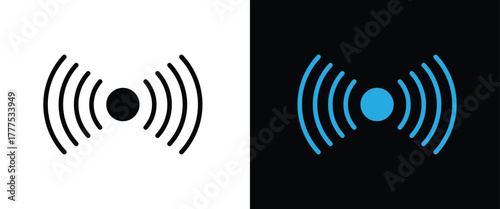 Set of signal icons. Sonar or radar sound waves. Radio waves. Ripple radial signal or vibration elements. vector