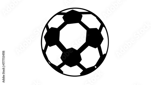A black and white drawing of a soccer ball