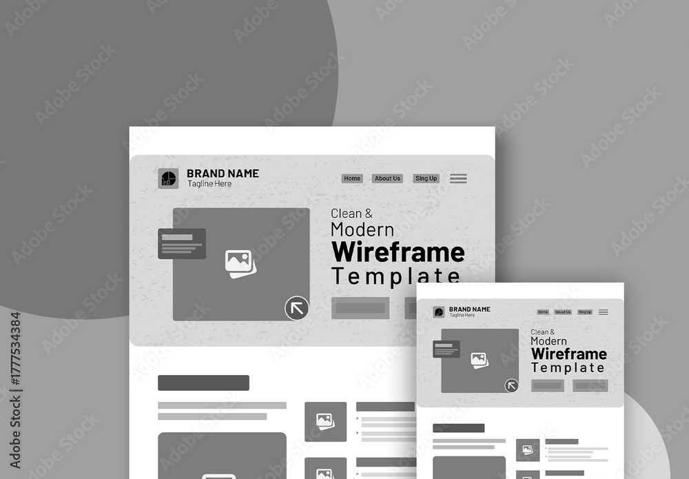 Minimal Web Wireframe Template Stock Template | Adobe Stock