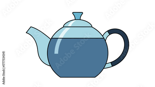 A blue teapot with a light blue lid spout and handle accents