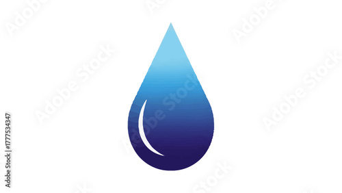 A blue water drop with a white highlight