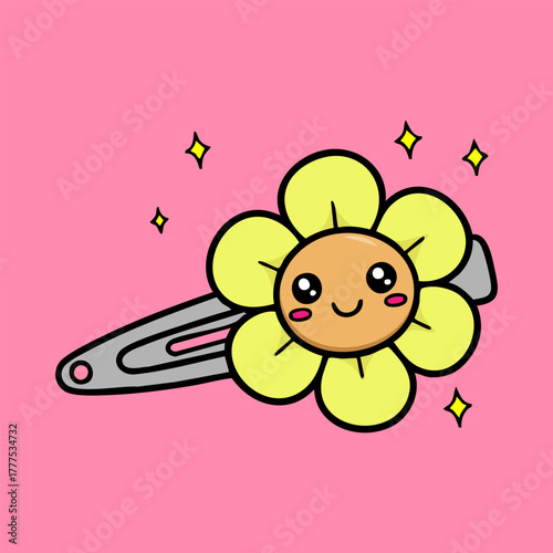 Cute Flower Hair Clip Vector Illustration