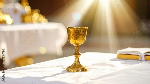 Golden Chalice on Church Altar