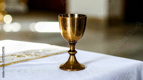 Golden Chalice on Church Altar