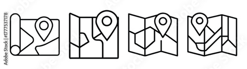 Vector illustration of folded map with location pin icon for travel and navigation concept design