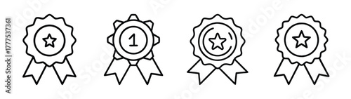 Hand drawn award ribbon badges vector illustration for achievement and success design element