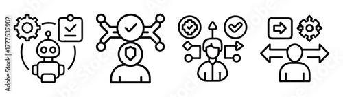 Automation process workflow diagram representing ai machine learning and robotic process automation