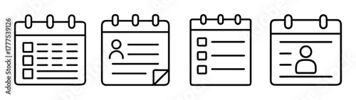 Calendar appointment schedule date event planner reminder agenda timetable organizer icon vector set