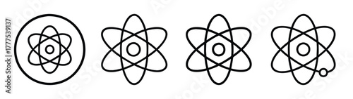 Atom structure illustration: science education diagram of atomic model and electron orbits physics research
