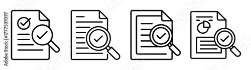 Document review checklist audit with magnifying glass for verification and validation process