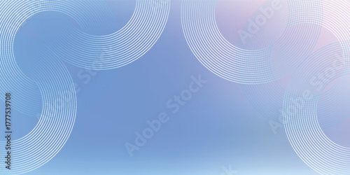 Abstract circle lines on light blue background. Geometric stripe line art design for poster, brochure, cover, website, header, web banner, presentation.