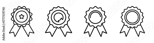 Vector illustration of hand drawn doodle style award ribbons for achievement and recognition