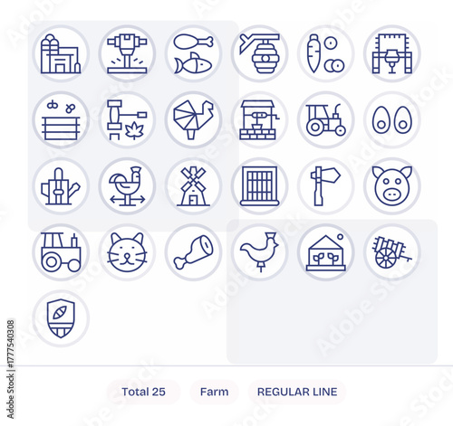 Farm Vector Icon Repository containing 25 Regular Line 256x256 PIXEL Perfect graphics