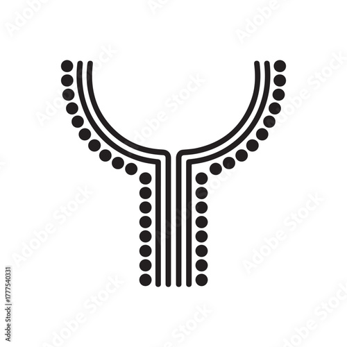 Black and White Ornate Neckline Yoke Design for Tunic or Dress