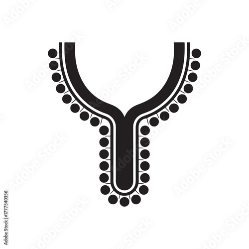 Black and White Ornate Neckline Yoke Design for Tunic or Dress