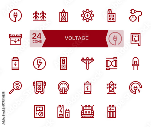 24 Voltage Display Perfect Vector Icons in Retina Ready Bold Line Aesthetic