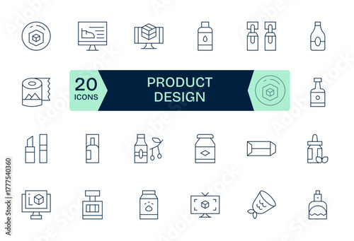 24 Thin Line Vector Icons from Product Design in High Resolution Editable Quality