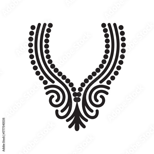Black and White Ornate Neckline Yoke Design for Tunic or Dress
