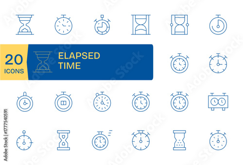 20 Thin Line Editable Vector Icons tailored for Elapsed Time Retina Ready interface