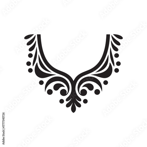 Black and White Ornate Neckline Yoke Design for Tunic or Dress