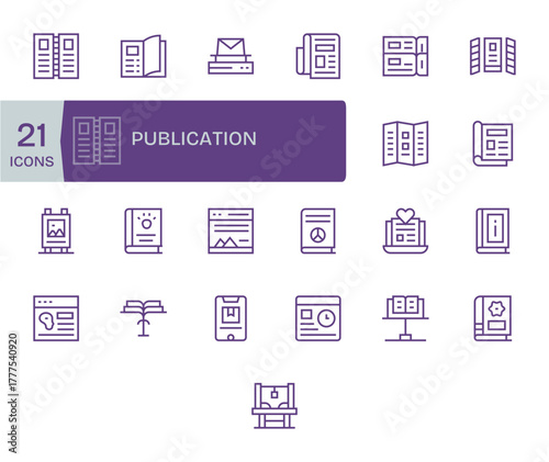 Publication Essential Vector Set including 25 Grid Fitted Regular Line High Resolution Icons