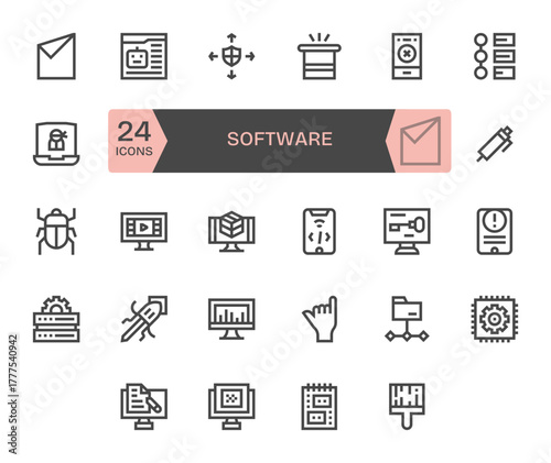 Software Ultimate Vector Package with 24 High Resolution Bold Line Display Perfect Icons