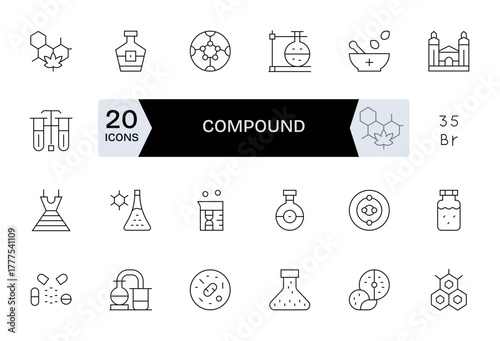 24 Thin Line PIXEL Perfect Vectors for Compound Theme