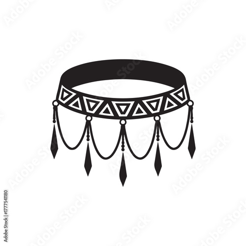 Black and White Ornate Neckline Yoke Design for Tunic or Dress