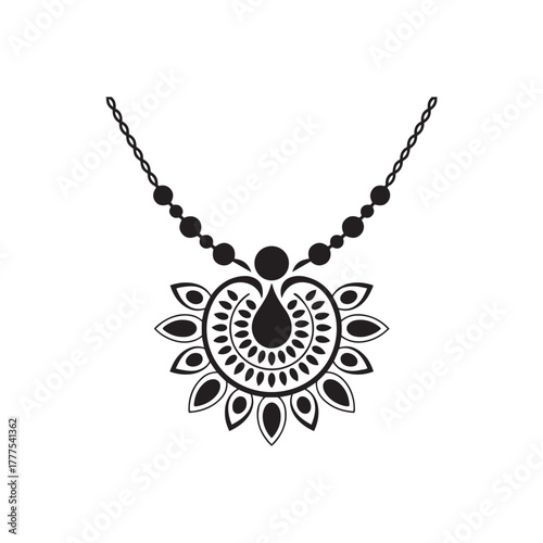 Black and White Ornate Neckline Yoke Design for Tunic or Dress