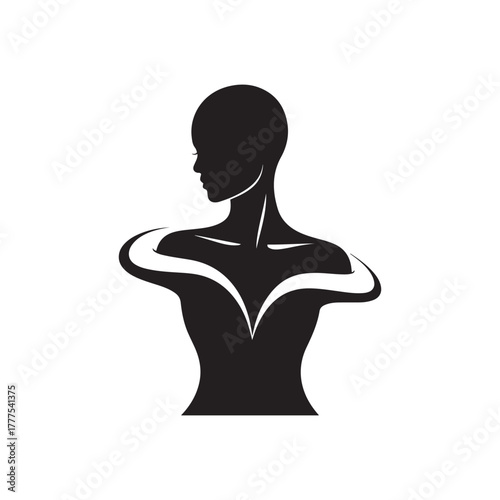 Black and White Ornate Neckline Yoke Design for Tunic or Dress