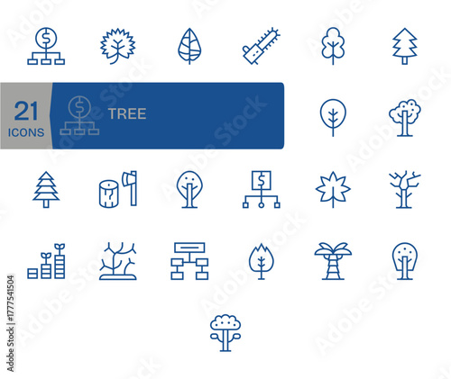 25 Regular Line Grid Fitted 64x64 Vector Icons from Tree Suite