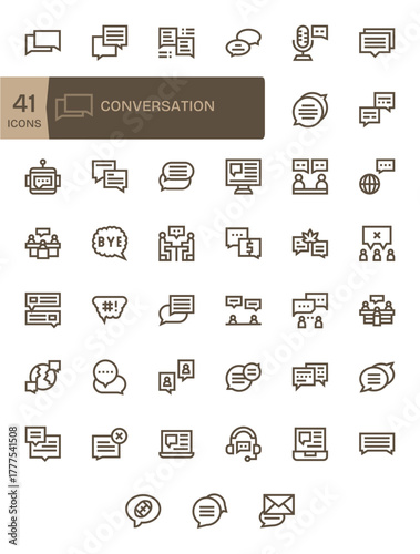 41 Editable Vector Icons themed around Conversation in 64x64 Bold Line format
