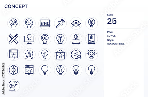 25 Regular Line Vector Icons for Concept in crisp 256x256 Editable resolution