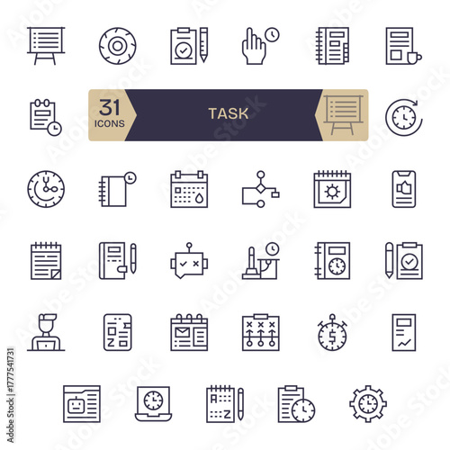 Task Vector Icon Repository containing 35 Regular Line 256x256 PIXEL Perfect graphics