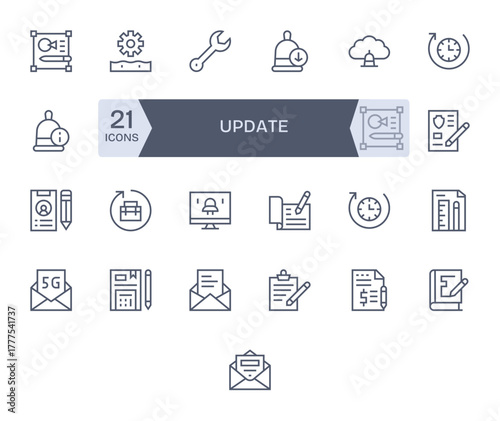25 Regular Line Pixel Aligned 256x256 Vector Icons from Update Suite