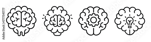 Brain development process stages with idea generation and creative thinking concept design vector